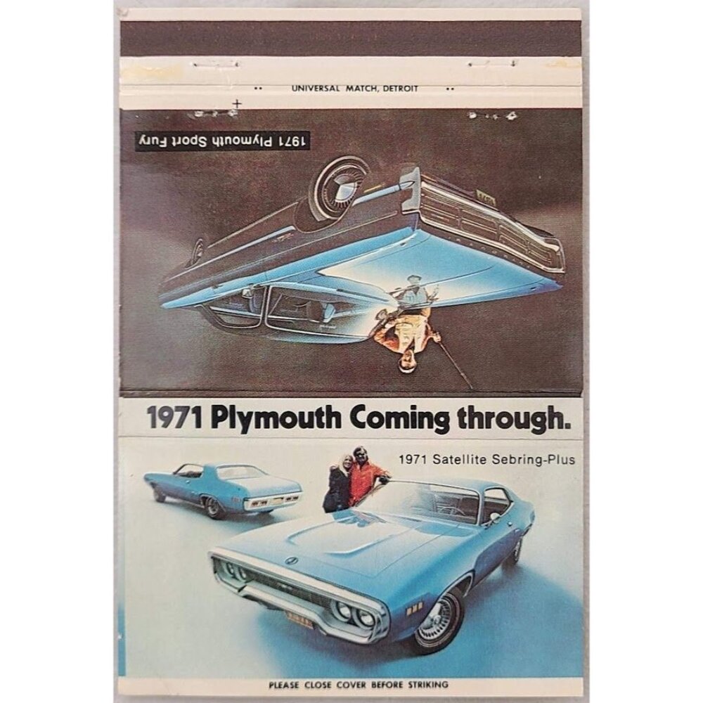 1971 Plymouth Satellite Sebring Sport Fury Matchbook Cover Randall Portage PA